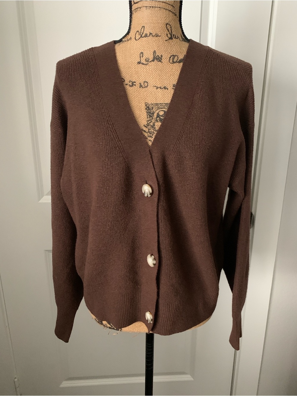 Auden Brown Cardigan Sweater Size S